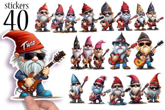 Download Cute Gnome Stickers - Electric Guitar - Cute gnome stickers Collection