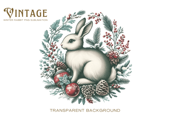 Download Vintage Winter Rabbit PNG Sublimation - Rabbit png Collection