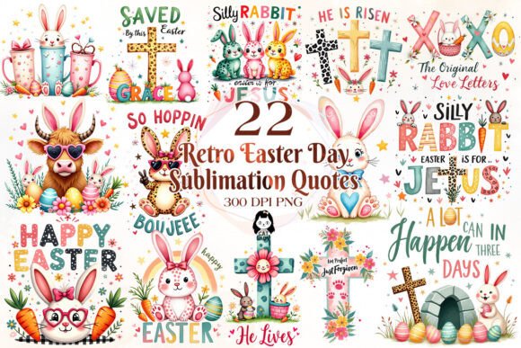 Download Retro Easter Day Sublimation Quotes - Easter day Collection