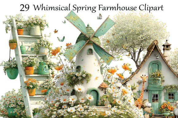 Download Whimsical Spring Farmhouse Clipart - Farmhouse clipart Collection
