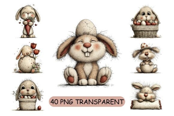 Download 40 Whimsical Easter Bunny PNG Bundle - Easter bunny png Collection