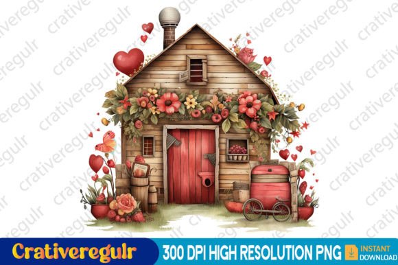 Download Valentines Day in Farmhouse Clipart - Premium Bundle