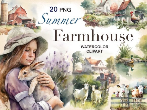 Download Watercolor Summer Farmhouse Clipart - Farmhouse clipart Collection