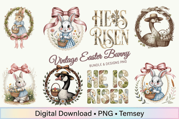 Download Vintage Easter Bunny PNG Bundle - Easter bunny png Collection
