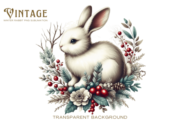 Download Vintage Winter Rabbit PNG Sublimation - Rabbit png Collection