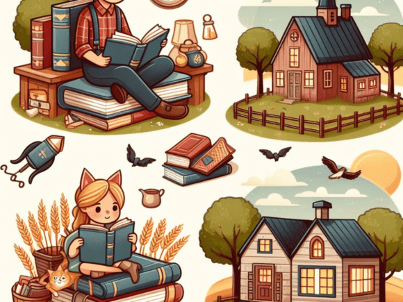 Download Reading Books in Farmhouse Clipart - Premium Resources