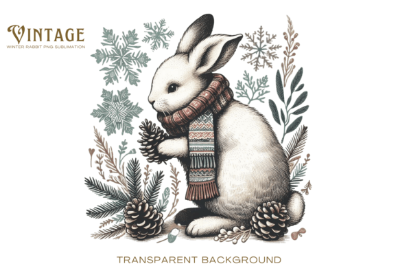 Download Vintage Winter Rabbit PNG Sublimation - Rabbit png Collection