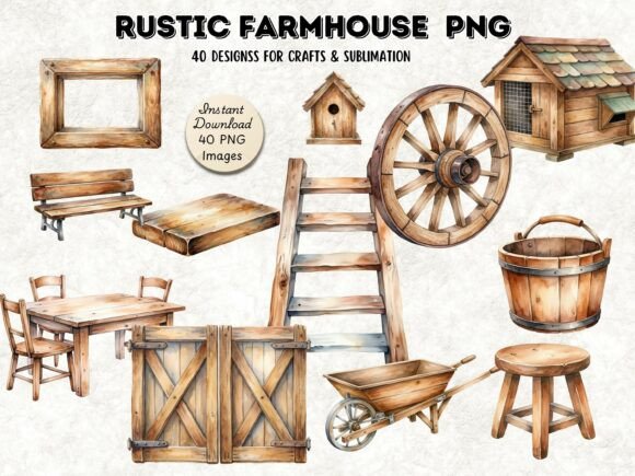 Download Rustic Farmhouse Clipart PNG Bundle - Premium Resources